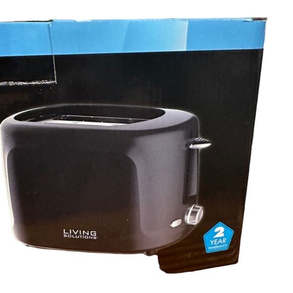 Living Solutions Black 2 Slice Cool Touch Toaster NIB - Picture 3 of 10